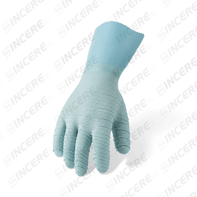 Gants de travail entièrement enduits de latex doublés de polaire de coton — poignets allongés de 27 cm