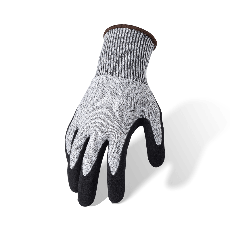 Gants résistants aux coupures ANSI A4 de calibre 13 avec revêtement en nitrile noir Sandy Palm