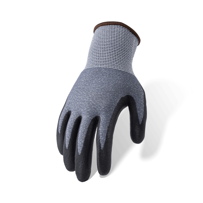 Gants résistants aux coupures ANSI A6 de calibre 13 avec revêtement de paume en micro-mousse de nitrile noir