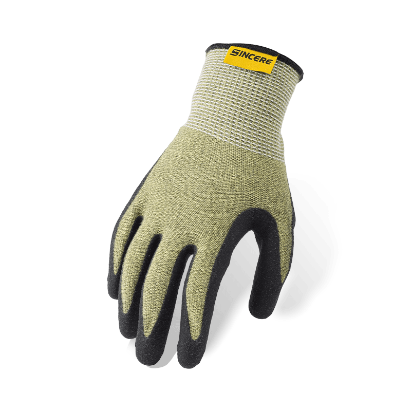 Gants anti-coupures Aramid ANSI A3 calibre 18 avec paume en néoprène noir — ignifuge et protection contre les arcs électriques