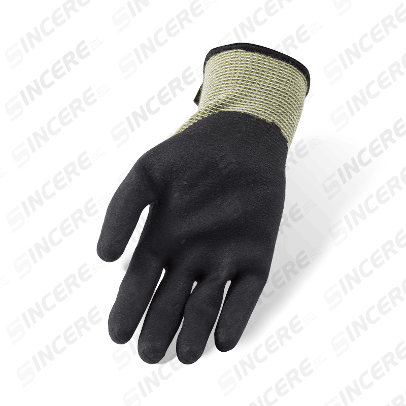 Gants anti-coupures Aramid ANSI A3 calibre 18 avec paume en néoprène noir — ignifuge et protection contre les arcs électriques Gants anti-coupures Aramid ANSI A3 calibre 18 avec paume en néoprène noir — ignifuge et protection contre les arcs électriques