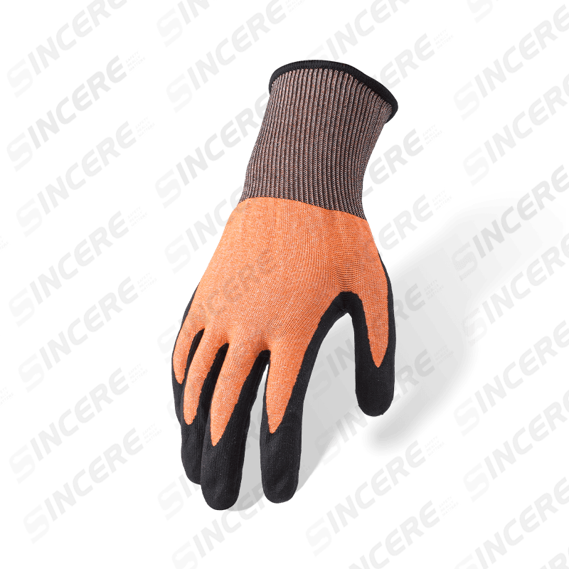Gants ANSI A4 résistants aux coupures, calibre 21, avec revêtement en nitrile noir Sandy Palm — calibre ultra-extériore fin