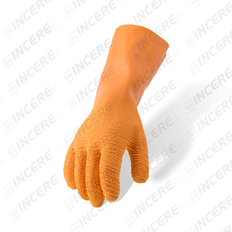 Gants de travail entièrement enduits de latex doublés de polaire de coton — manchette allongée de 27 cm (série thermique)