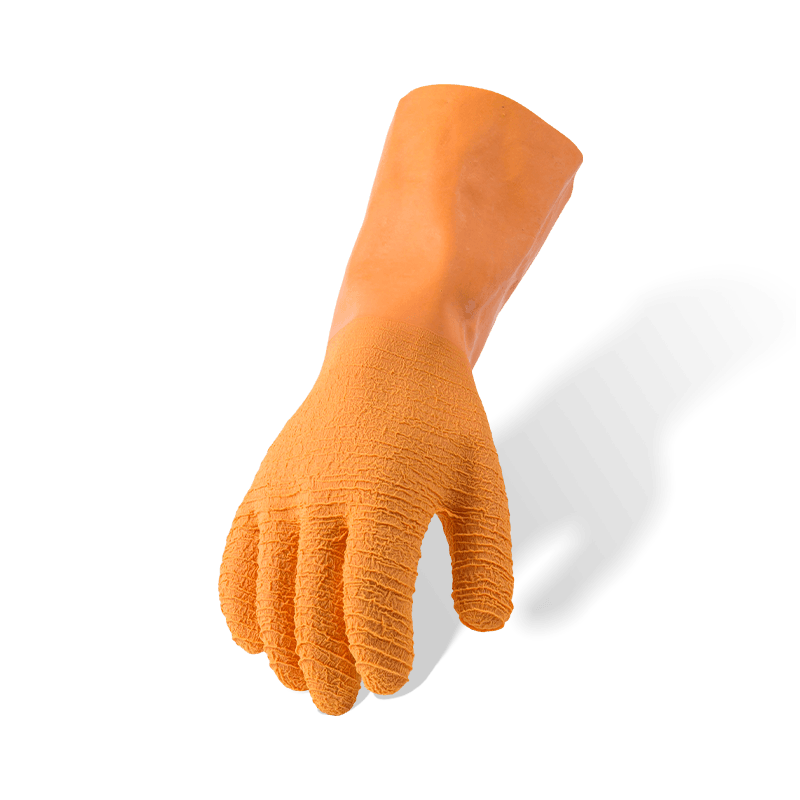 Gants de travail entièrement enduits de latex doublés de polaire de coton — manchette allongée de 27 cm (série thermique)