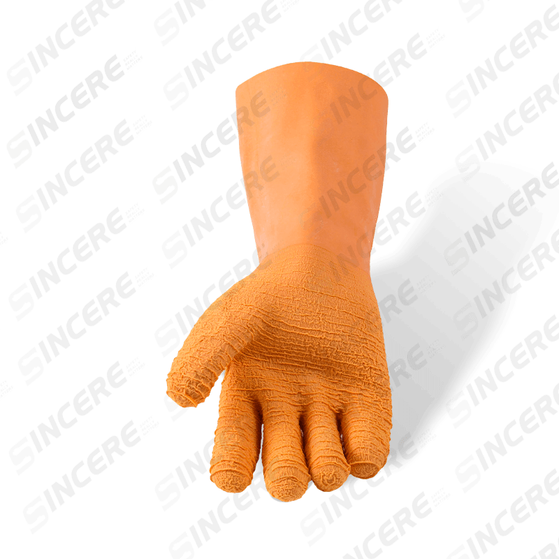 Gants de travail entièrement enduits de latex doublés de polaire de coton — manchette allongée de 27 cm (série thermique)
