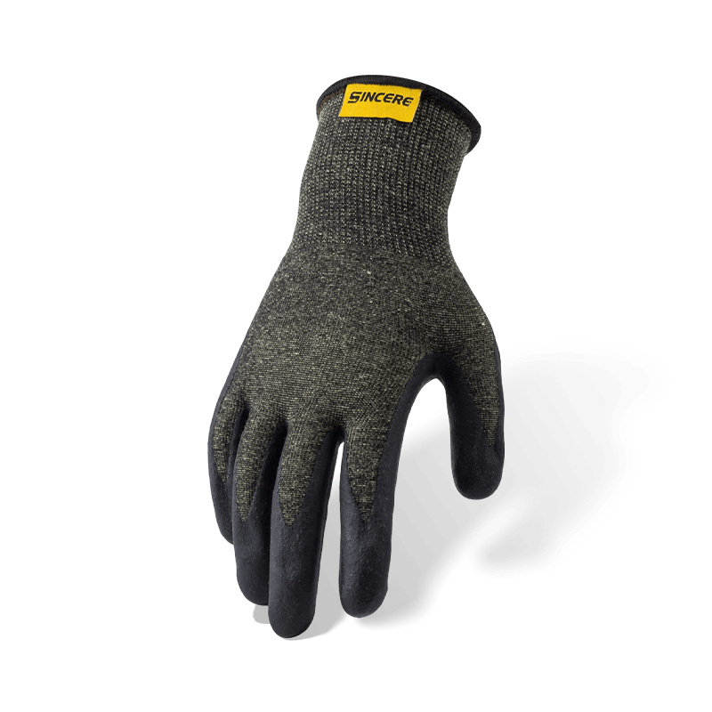 Gants anti-coupures Aramid ANSI A4 calibre 13 avec paume en néoprène noir — résistants à la chaleur et aux arcs électriques Gants anti-coupures Aramid ANSI A4 calibre 13 avec paume en néoprène noir — résistants à la chaleur et aux arcs électriques