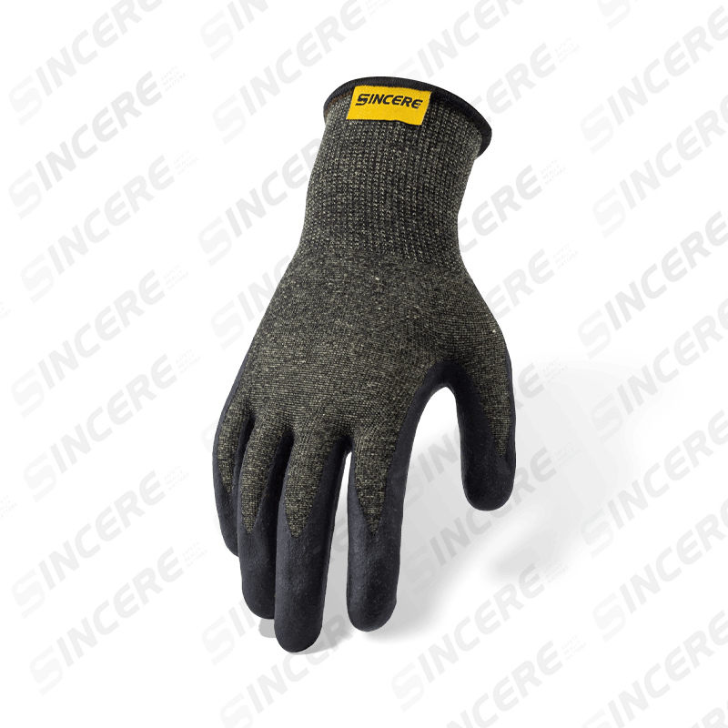 Gants anti-coupures Aramid ANSI A4 calibre 13 avec paume en néoprène noir — résistants à la chaleur et aux arcs électriques
