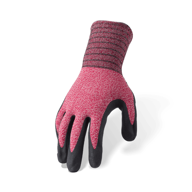 Gants en nylon élasthanne calibre 15 avec paume en micro-mousse en nitrile noir et poignée antidérapante à pois en nitrile