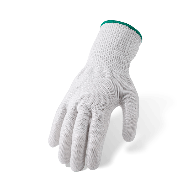 Gants ANSI A7 de calibre 13 résistants aux coupures avec revêtement de paume en silicone transparent — protection haute coupe résistante à la chaleur