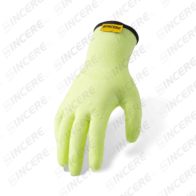 Gants résistants aux coupures ANSI A6 de calibre 18 avec paume en silicone transparent et doublure polaire — Protection thermique haute coupe hivernale