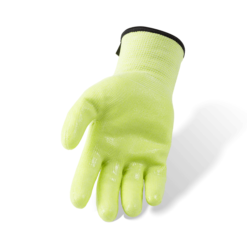 Gants résistants aux coupures ANSI A6 de calibre 18 avec paume en silicone transparent et doublure polaire — Protection thermique haute coupe hivernale Gants résistants aux coupures ANSI A6 de calibre 18 avec paume en silicone transparent et doublure polaire — Protection thermique haute coupe hivernale