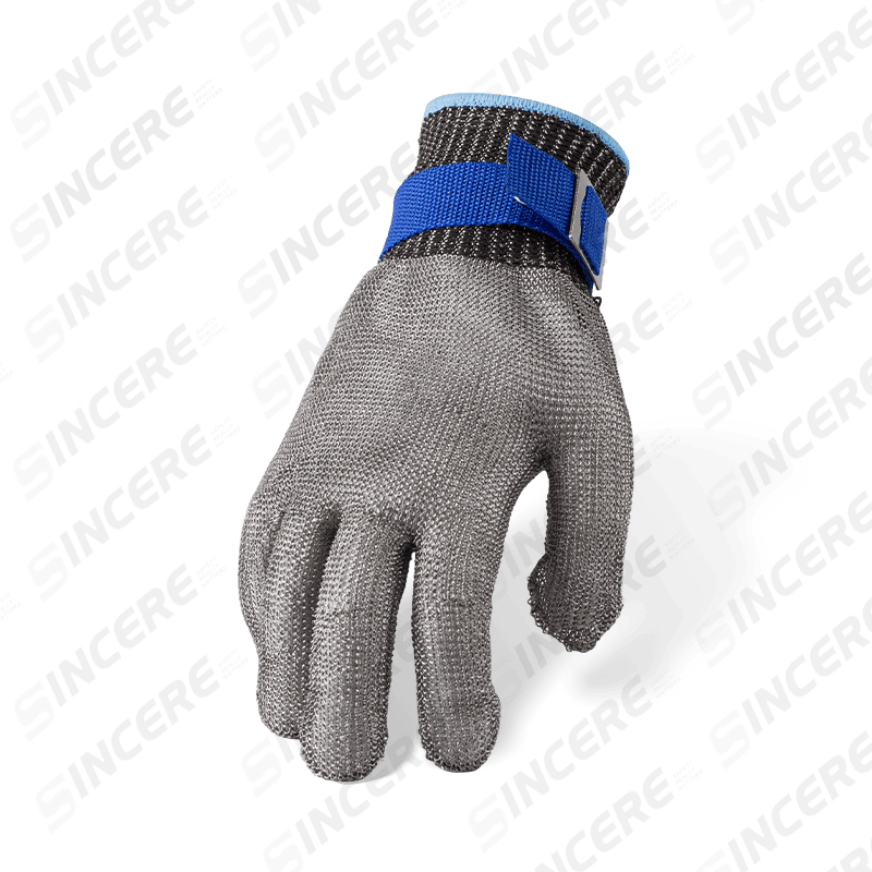 Gants résistants aux coupures ANSI A9 en maille d'acier inoxydable de calibre 7 — Protection maximale contre les coupures pour usage alimentaire et industriel