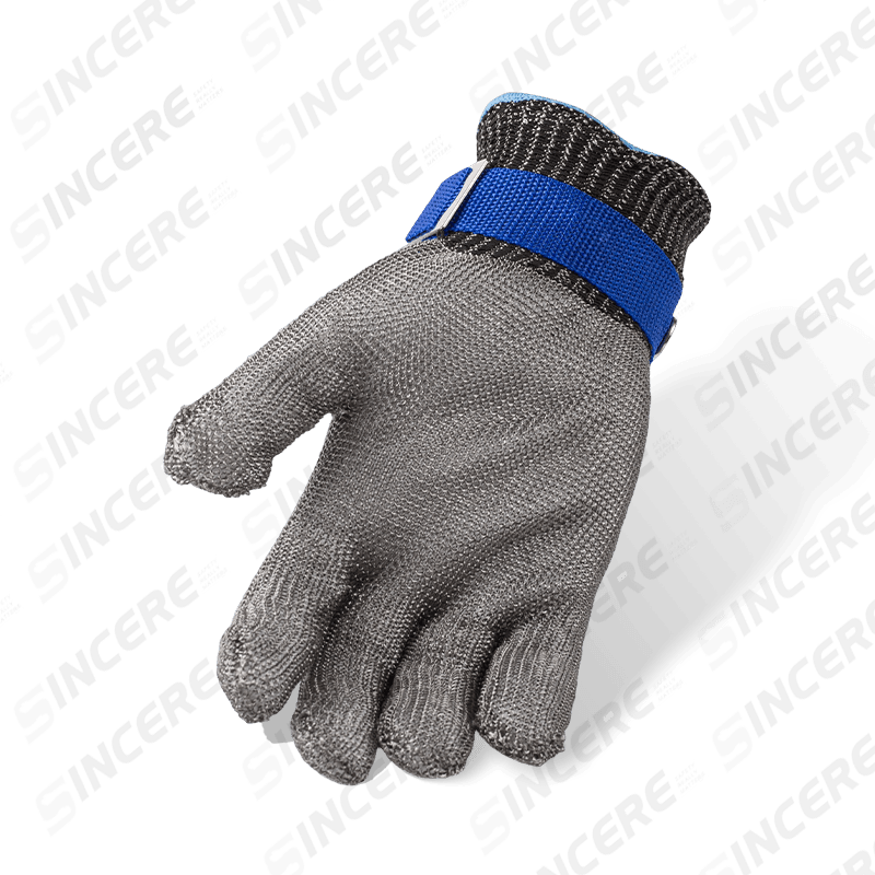 Gants résistants aux coupures ANSI A9 en maille d'acier inoxydable de calibre 7 — Protection maximale contre les coupures pour usage alimentaire et industriel