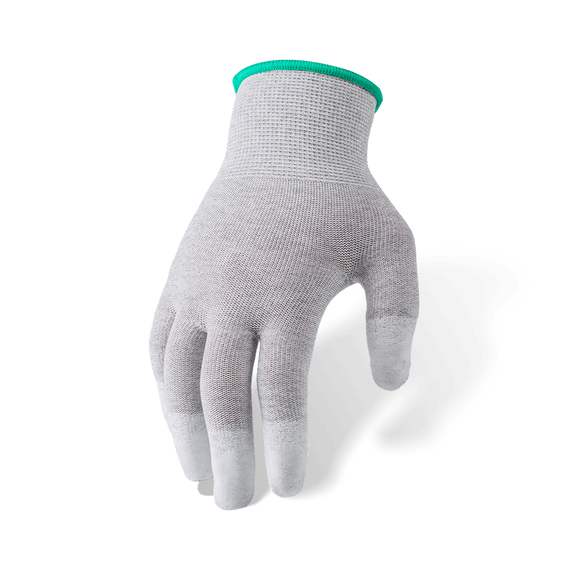 Gants de doublure en fibre de carbone de calibre 13 avec revêtement en PU blanc à enfoncer dans les doigts — Précision et sécurité ESD