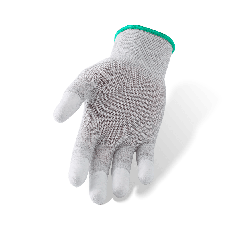 Gants de doublure en fibre de carbone de calibre 13 avec revêtement en PU blanc à enfoncer dans les doigts — Précision et sécurité ESD