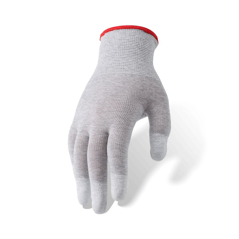 Gants de doublure en fibre de carbone de calibre 13 avec revêtement en PU blanc à enfoncer dans les doigts — Précision et sécurité ESD