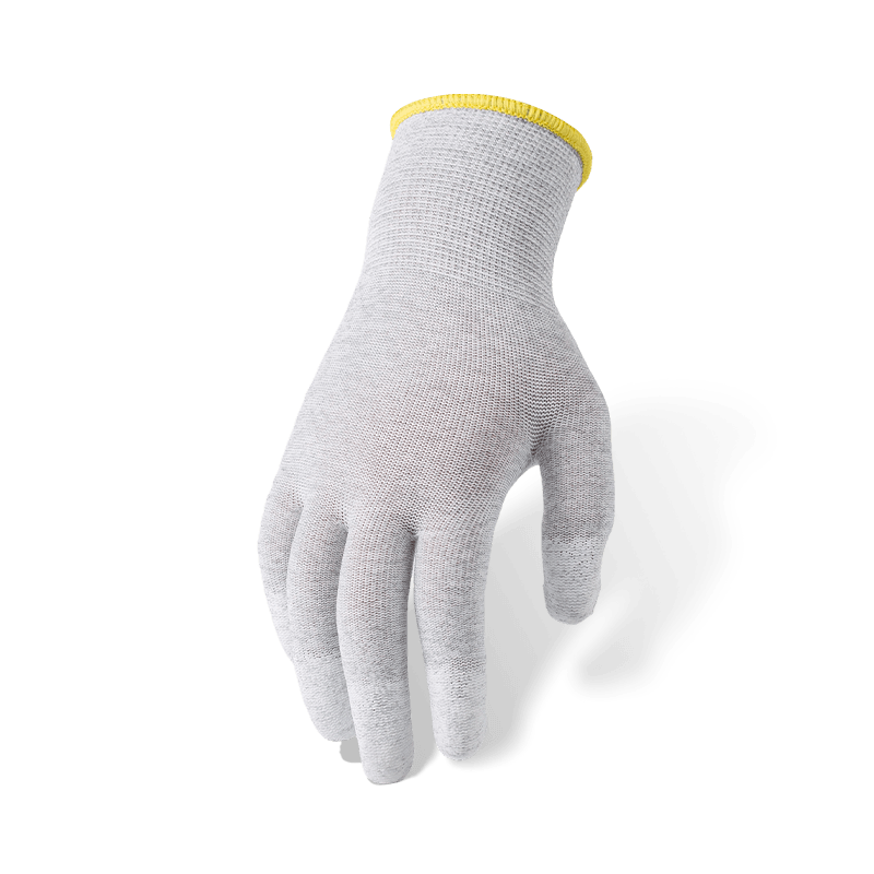 Gants de doublure en fibre de carbone de calibre 13 avec revêtement en PU blanc à enfoncer dans les doigts — Précision et sécurité ESD