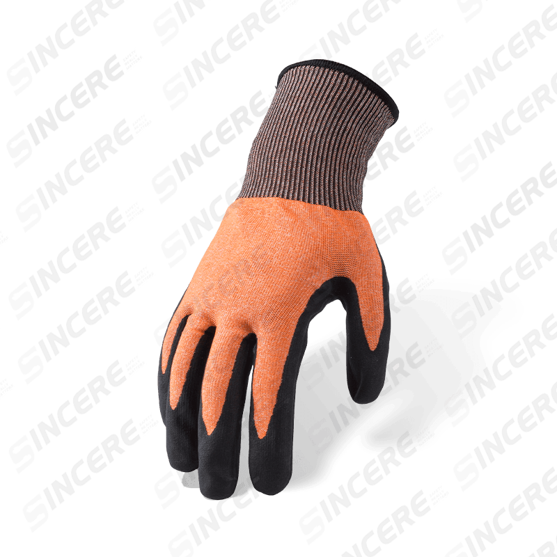 Gants ANSI A4 résistants aux coupures de calibre 21 avec paume en nitrile noir Sandy — dextérité ultra-fine