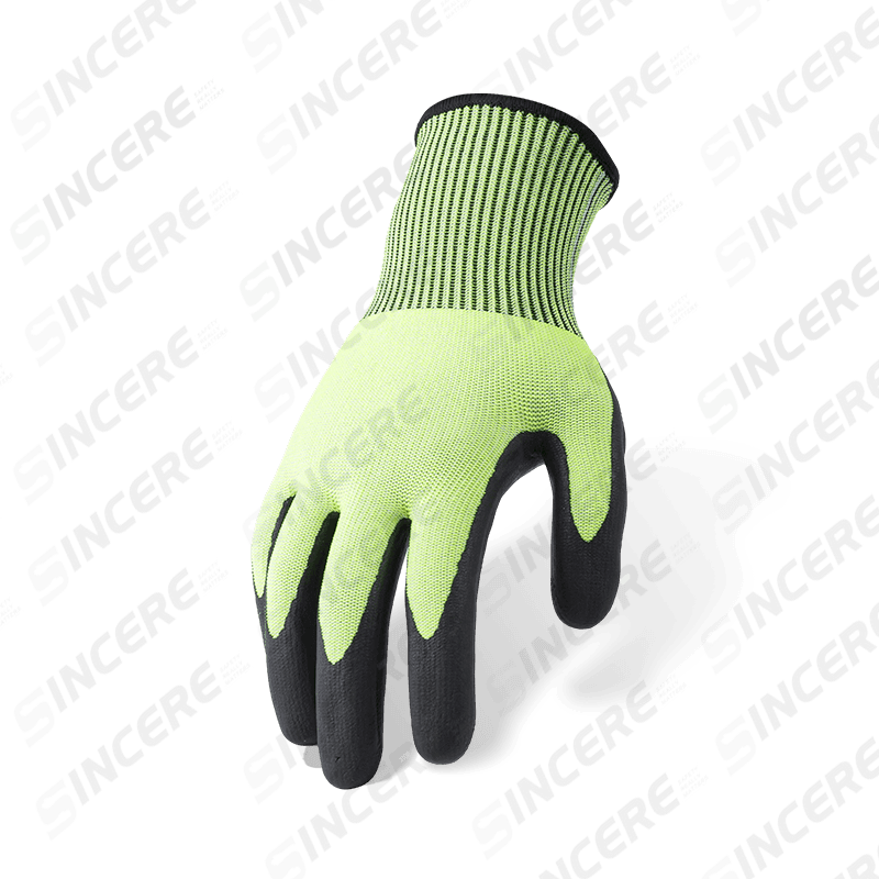 Gants ANSI A5 résistants aux coupures de calibre 18 avec paume en micro-mousse de nitrile noir — dextérité fine Gants ANSI A5 résistants aux coupures de calibre 18 avec paume en micro-mousse de nitrile noir — dextérité fine