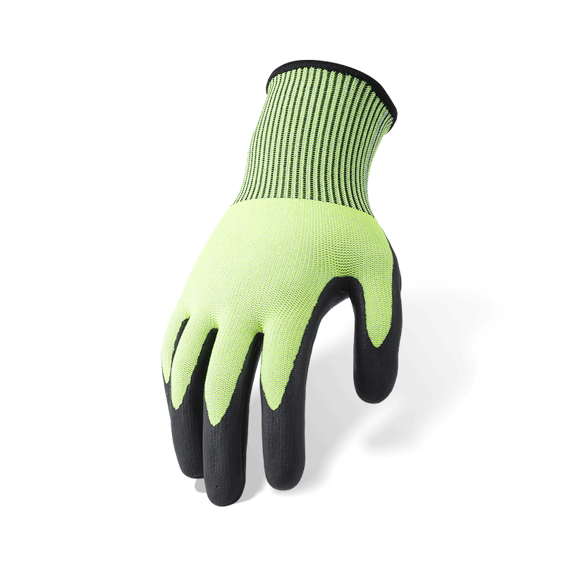 Gants ANSI A5 résistants aux coupures de calibre 18 avec paume en micro-mousse de nitrile noir — dextérité fine