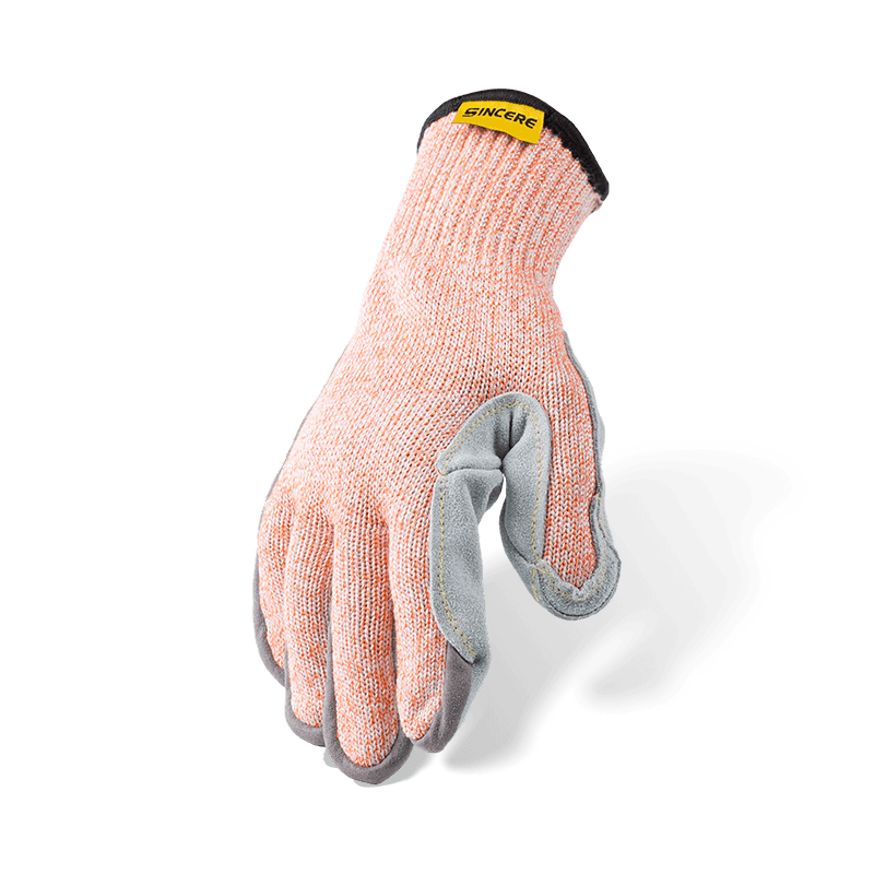 Gants résistants aux coupures ANSI A9 de calibre 7 avec paume en cuir pleine fleur et entrejambe renforcé pour le pouce — Protection maximale contre les coupures Gants résistants aux coupures ANSI A9 de calibre 7 avec paume en cuir pleine fleur et entrejambe renforcé pour le pouce — Protection maximale contre les coupures