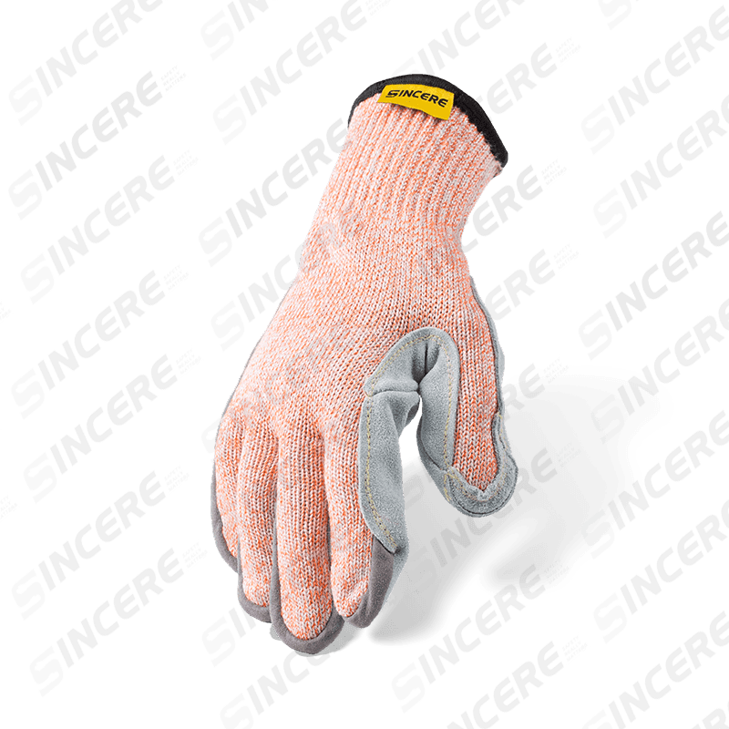 Gants résistants aux coupures ANSI A9 de calibre 7 avec paume en cuir pleine fleur et entrejambe renforcé pour le pouce — Protection maximale contre les coupures
