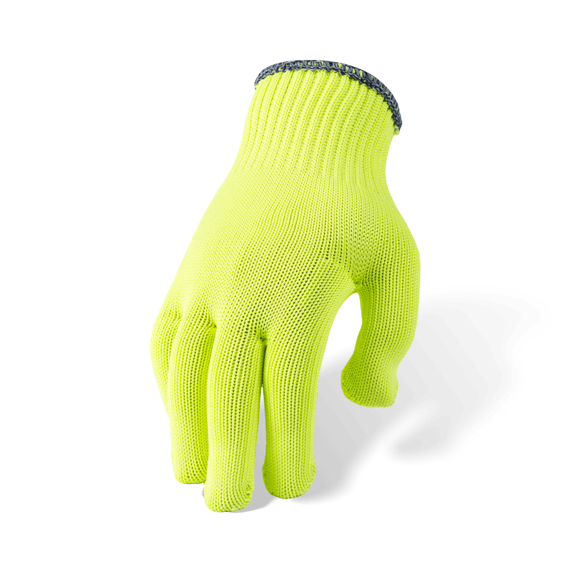 Gants en polyester jaune fluorescent haute visibilité de calibre 10 avec paume à pois en PVC — Gants à poignée générale haute visibilité