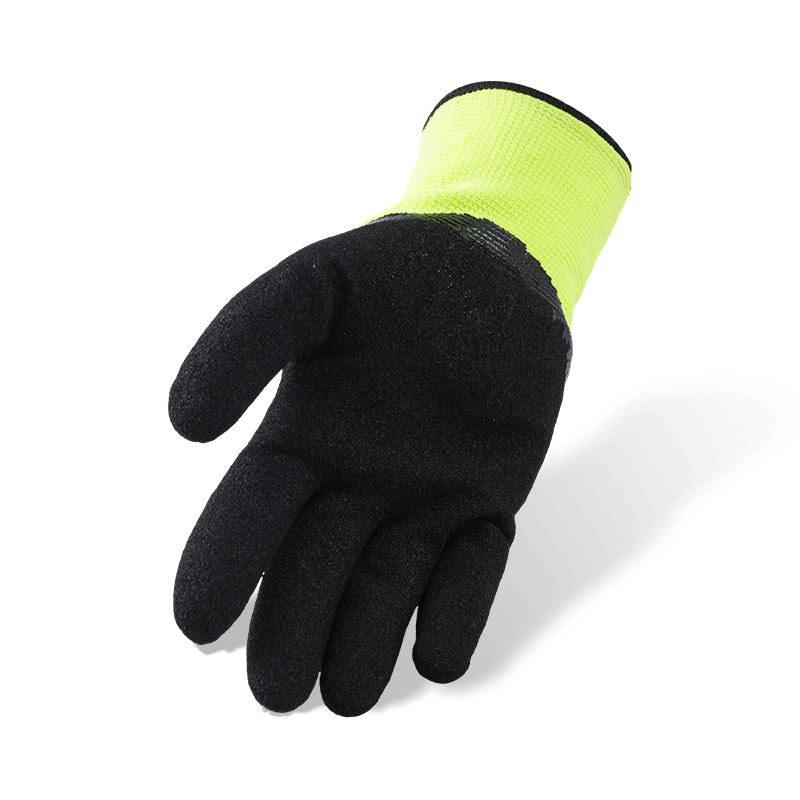 Gants trempés 3/4 en mousse de latex polyester calibre 13 avec doublure polaire éponge calibre 10 — Gants de travail thermiques d'hiver
