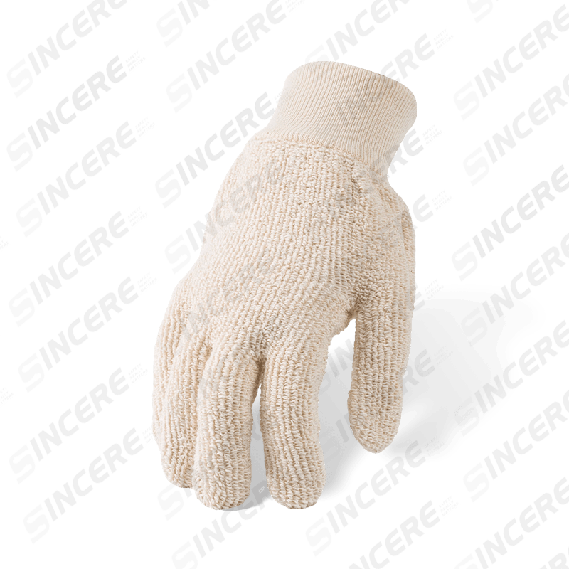 Gants 100 % coton éponge résistant à la chaleur avec poignet en tricot de coton — Protection thermique industrielle