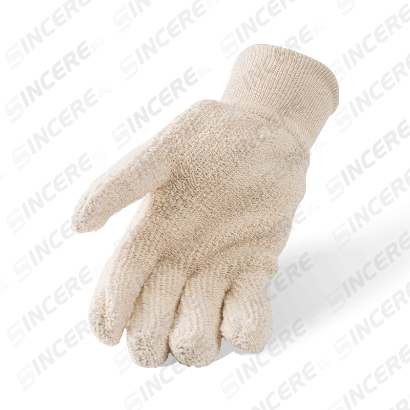 Gants 100 % coton éponge résistant à la chaleur avec poignet en tricot de coton — Protection thermique industrielle