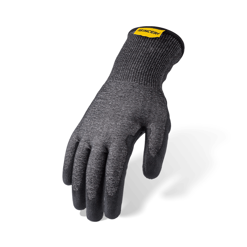 Gants ANSI A6 de calibre 18 résistants aux coupures, avec paume en PU noire et entrejambe renforcé en nitrile — Protection contre les coupures importantes de calibre fin Gants ANSI A6 de calibre 18 résistants aux coupures, avec paume en PU noire et entrejambe renforcé en nitrile — Protection contre les coupures importantes de calibre fin