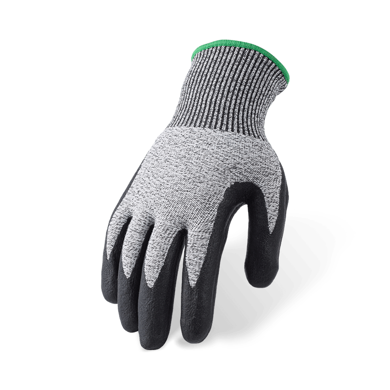 Gants ANSI A4 de calibre 13 résistants aux coupures avec paume en micro-mousse de nitrile noir et texture de grille gaufrée — adhérence améliorée Gants ANSI A4 de calibre 13 résistants aux coupures avec paume en micro-mousse de nitrile noir et texture de grille gaufrée — adhérence améliorée