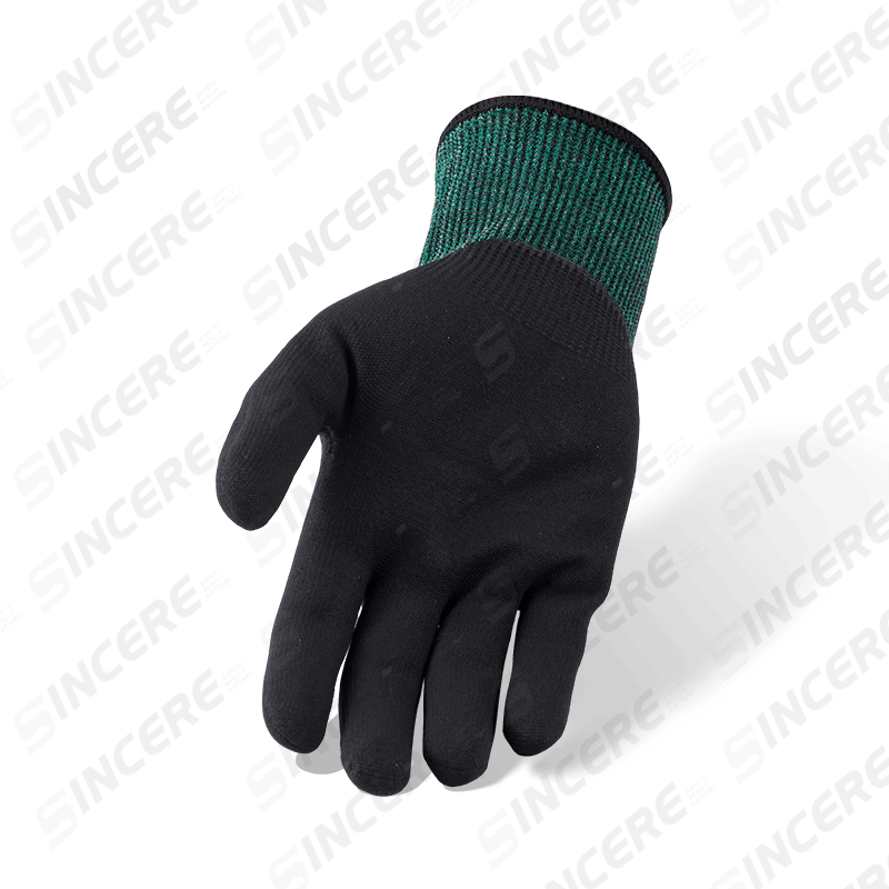Gants ANSI A4 résistants aux coupures de calibre 18 avec paume en micro-mousse de nitrile noir lavé à l'eau — protection ultra-douce de calibre fin Gants ANSI A4 résistants aux coupures de calibre 18 avec paume en micro-mousse de nitrile noir lavé à l'eau — protection ultra-douce de calibre fin