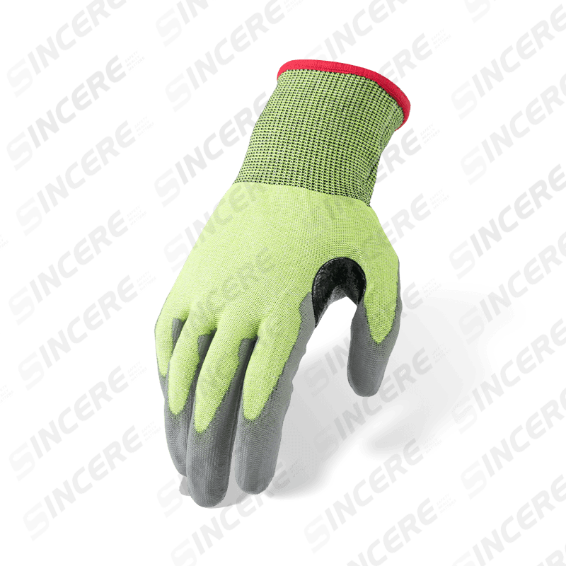 Gants résistants aux coupures ANSI A4 de calibre 18 avec paume en PU grise et entrejambe renforcé pour le pouce — Protection contre les coupures de précision de calibre fin