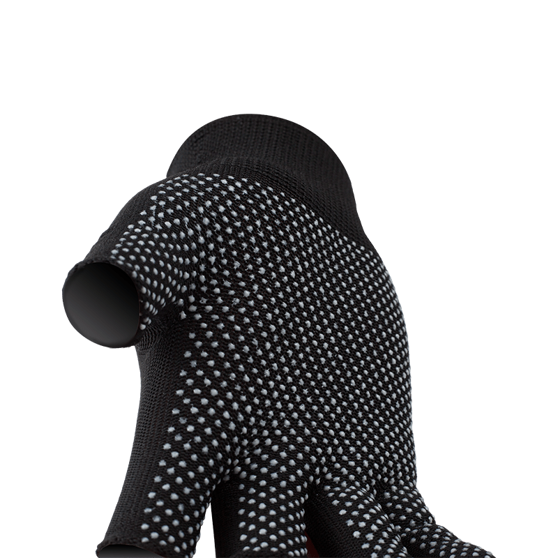 Gants en polyester de calibre 13, 3 doigts, avec paume en PVC à pois — Gants de travail Dexterity Grip